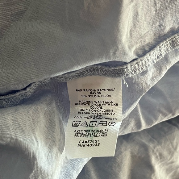 NWT LOFT Baby Blue Rayon Semi Sheer Button Down - Picture 9 of 10